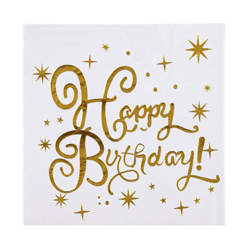 33x33 Gratulerer med dagen cocktail servietter 3Ply papir servietter med varm stempling SJ3301